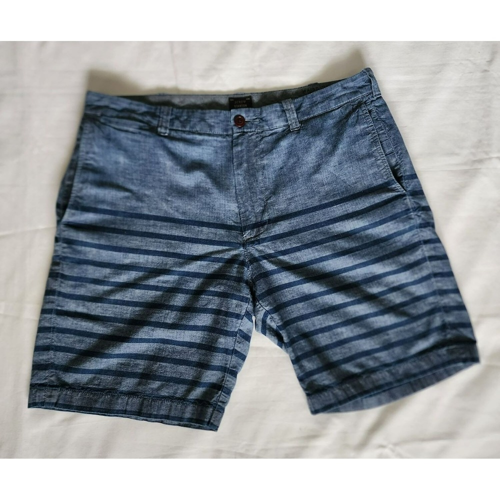 J. Crew Station Men's Stanton Indigo Striped Casual Chino Shorts Size W33 - Picture 3 of 13